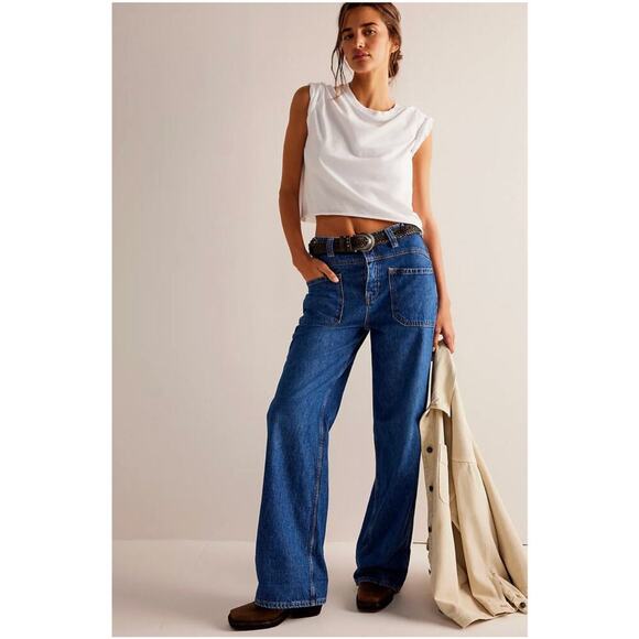 We The Free Palmer Cuffed Jeans Tunnel Vision Size 27 - Picture 2 of 15